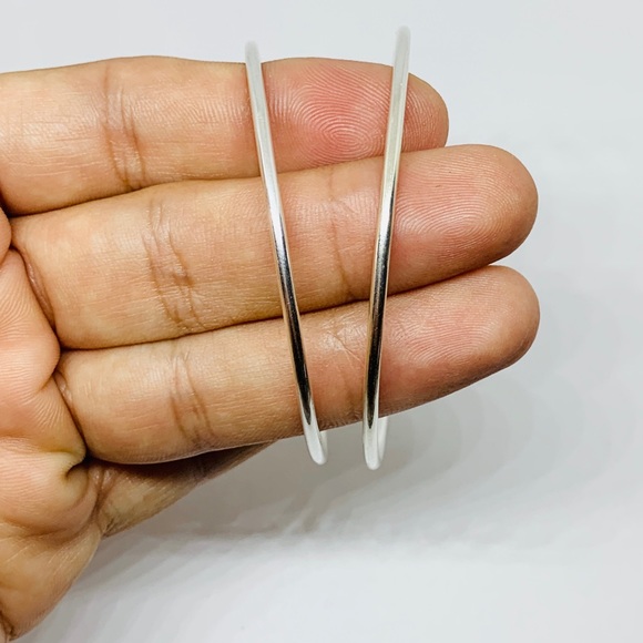 Sterling Silver 925 Hoop Earrings 2.75” - Picture 7 of 8